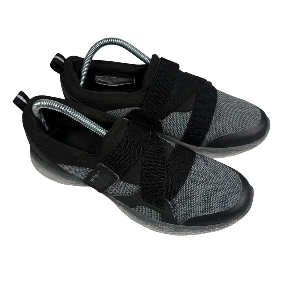 Vionic Dash Womens Black Grey Mesh Slip On Walking Sneakers ASR1449 Size‎ 9.5